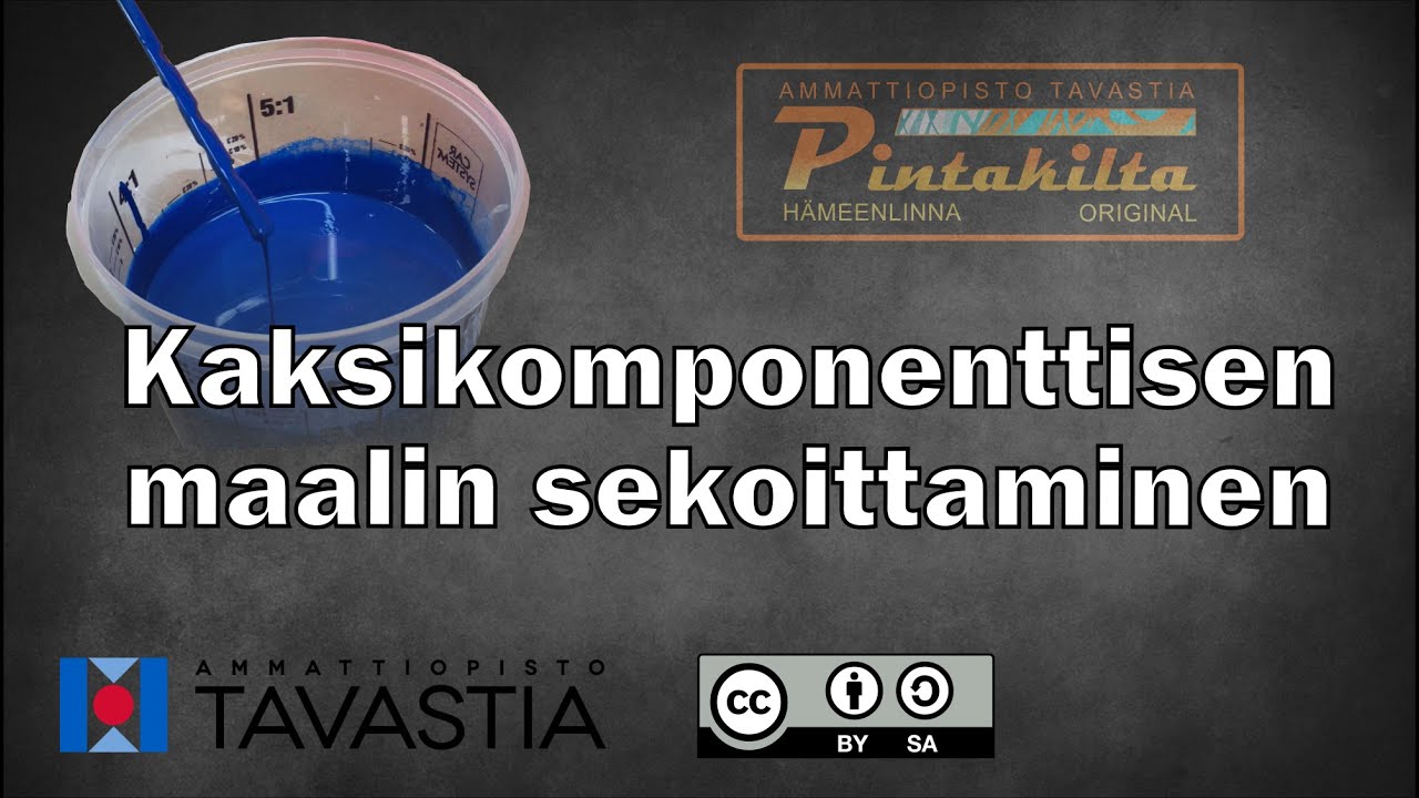 Kaksikomponenttisen maalin sekoittaminen