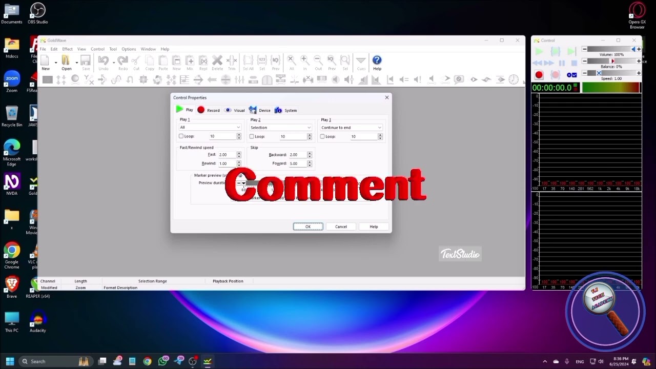 Important GoldWave Setings For Visually Impaired: How To Setup GoldWave Properly Using Screen Reader