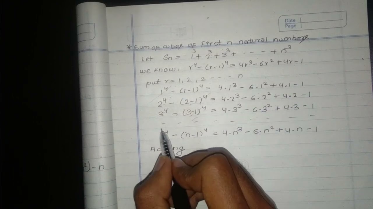 Sum of cubes of the first n natural numbers/Sequence and series class 12 neb