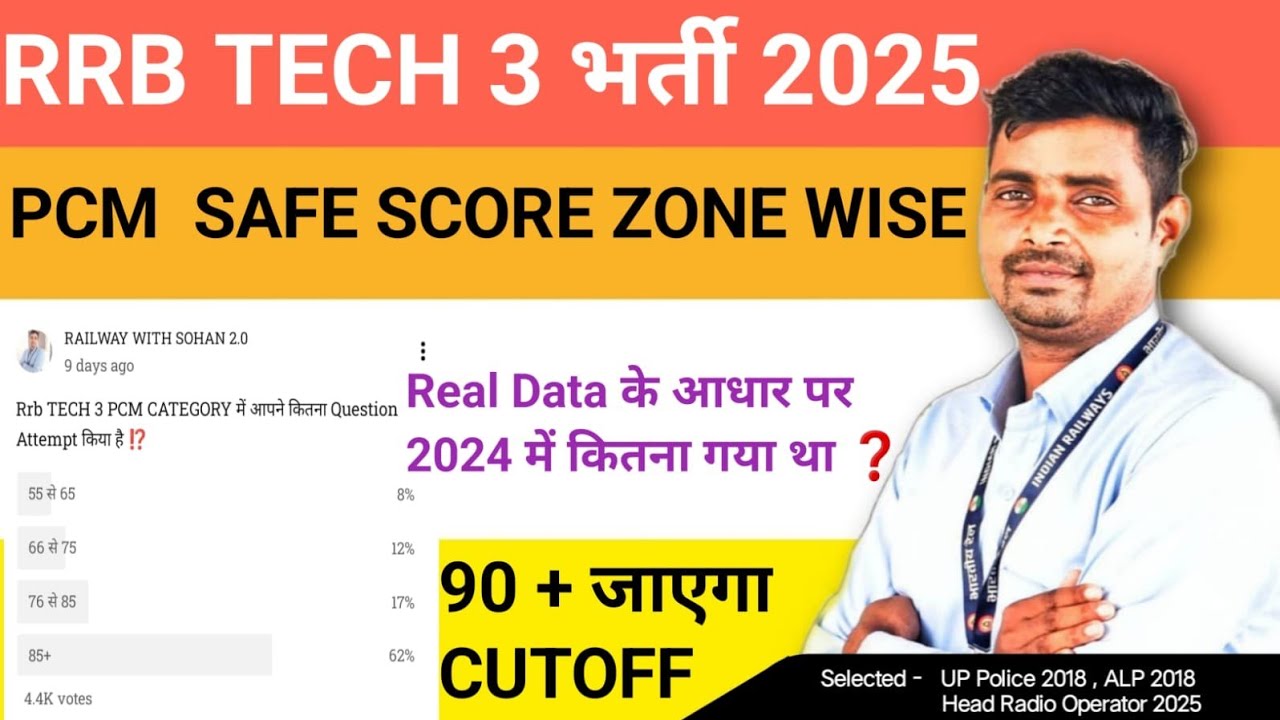 RRB TECH 3 Recruitment 2025🔥SAFE SCORE FOR PCM 12th ✅ 90+ CUTOFT WILL BE BASED ON REAL DATA
