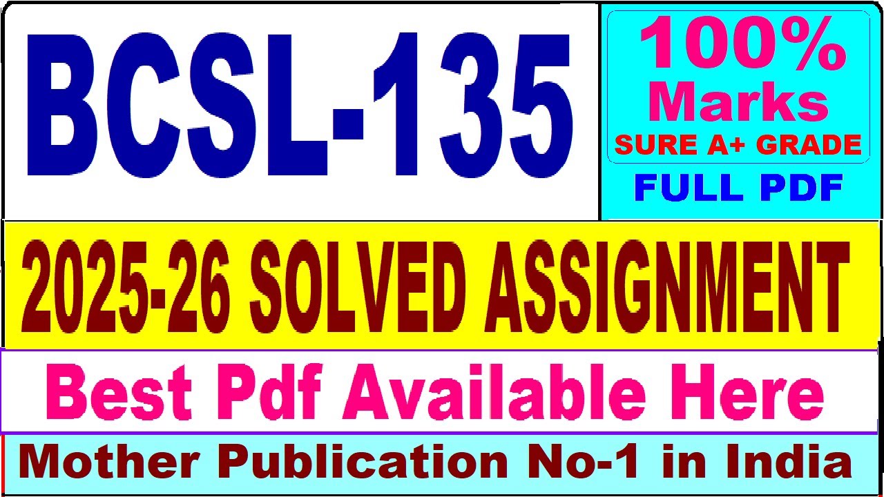 BCSL 135 solved assignment 2025-26 || bcsl 135 solved assignment 2026 in English || ignou bcsl135