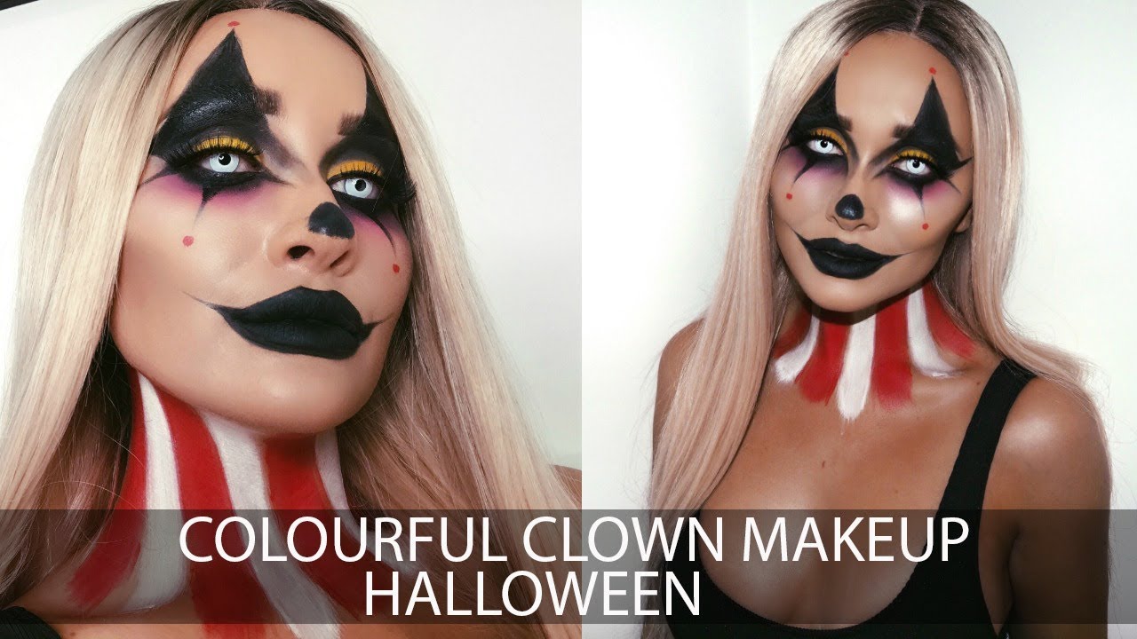 Colourful Clown Halloween Makeup Tutorial with Simple Skincare | Sarah Ashcroft | Ad