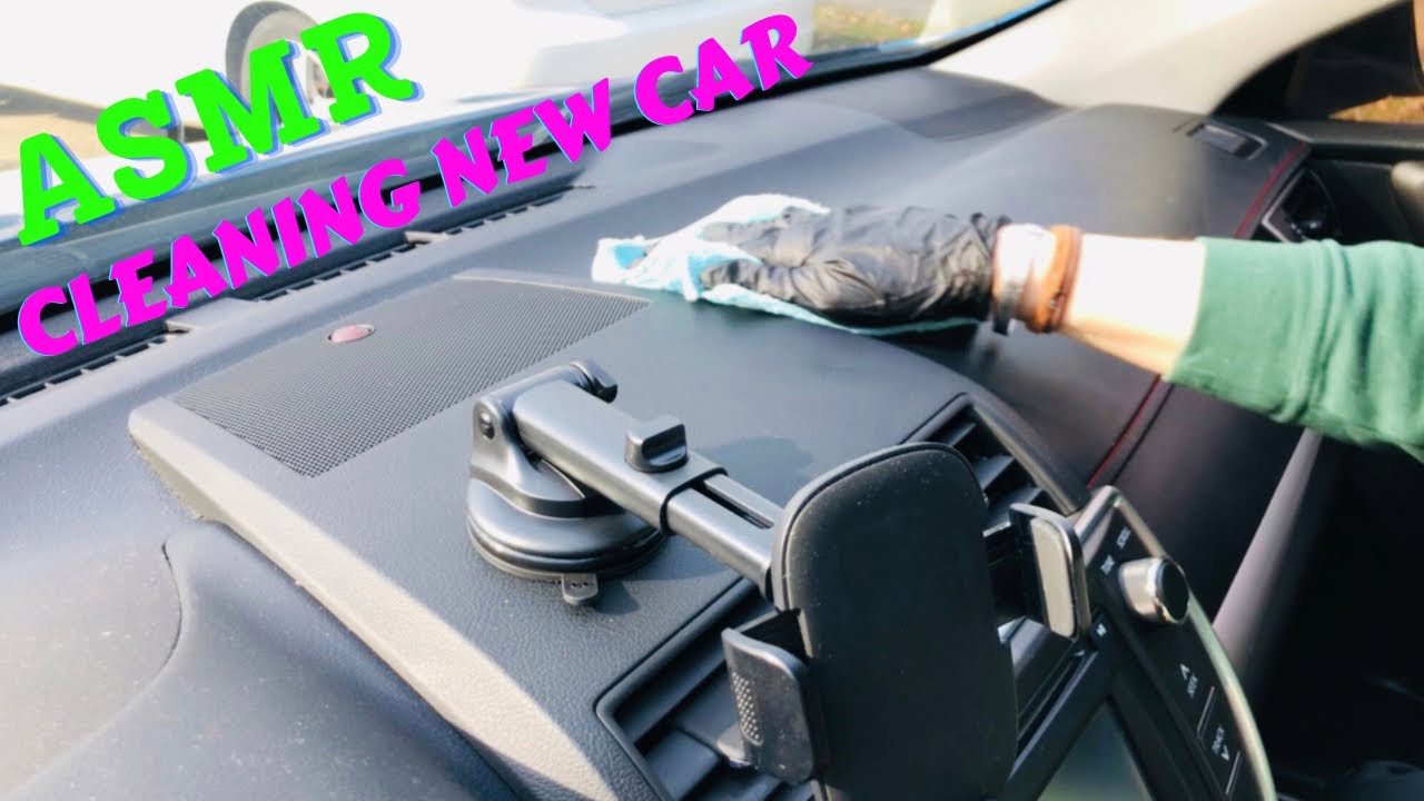 ASMR cleaning & wiping down interior surfaces of my new car. Microfiber cloth. No talking.