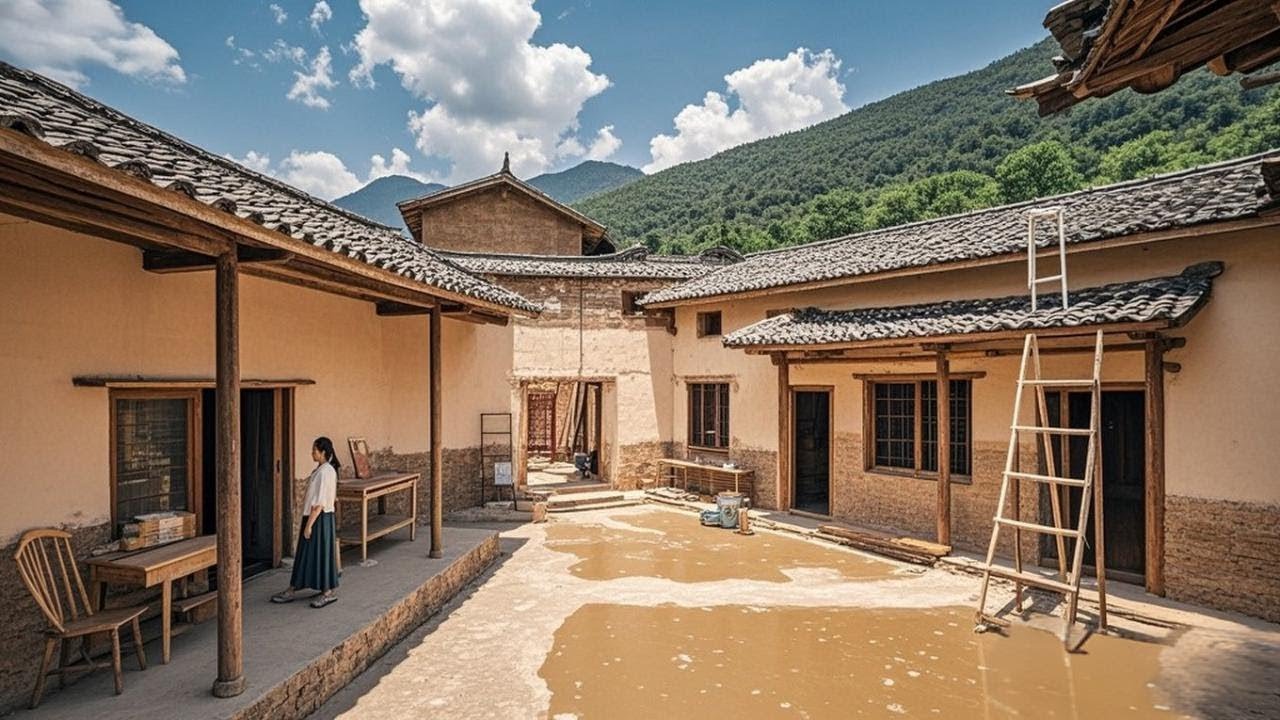 花7万3在云南买下废弃小院，  楼顶刷地坪漆，房屋改造30天大变样！