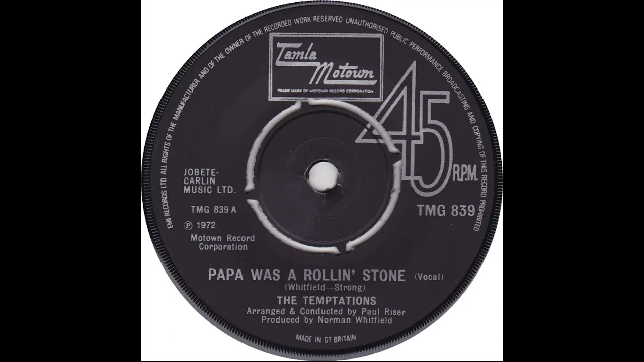 UK New Entry 1973 (5) The Temptations - Papa Was A Rollin' Stone