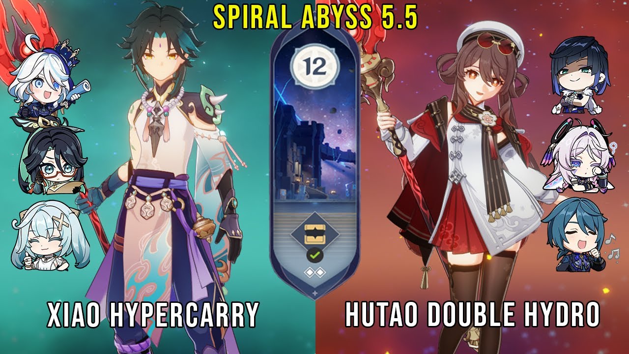 C0 Xiao Hypercarry and C1 Hutao Double Hydro | Genshin Impact Abyss 5.5 Floor 12 9 Stars