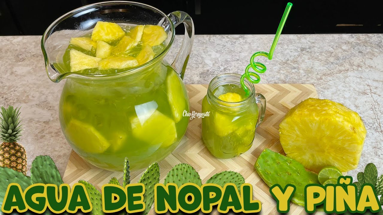 Agua Fresca de Nopal 🌵💚y Piña 🍍para bajar de peso y mas / Jugo quema grasa ASMR