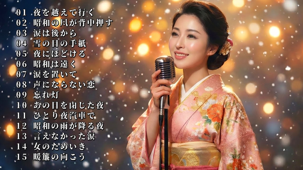 【演歌】昭和の夜に寄り添う名曲メドレー,涙がこぼれるほど懐かしい日本演歌集,女声で聴く心に染みる昭和演歌,ひとりの夜に静かに流したい演歌
