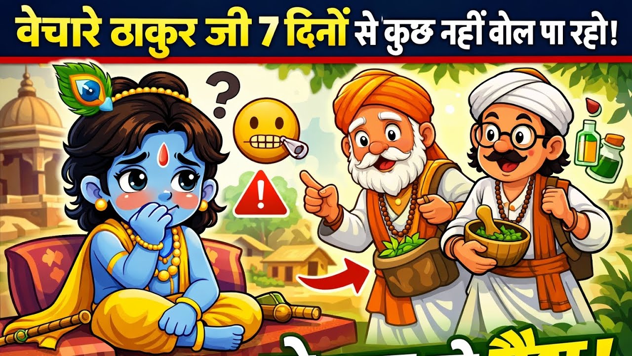 बेचारे ठाकुर जी 7😍😍 दिनों से कुछ नहीं बोल पा रहे तो तभी दो वैध आए ठाकुर जी के लिए ब्रज से