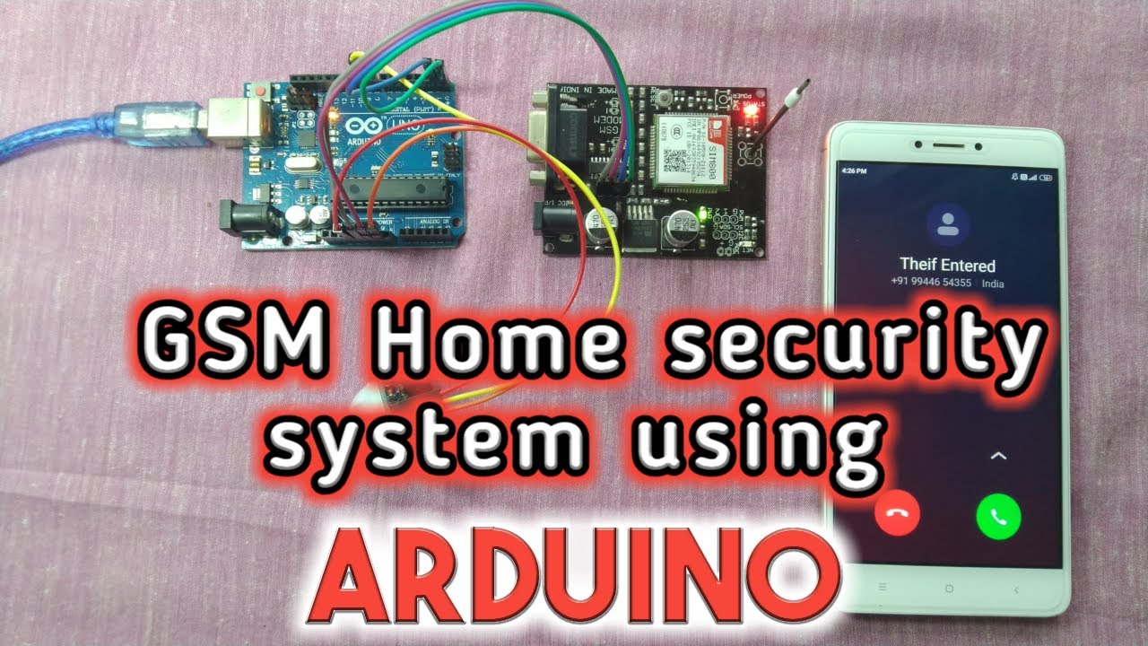 How to make  GSM based home security using arduino and pir sim800A.