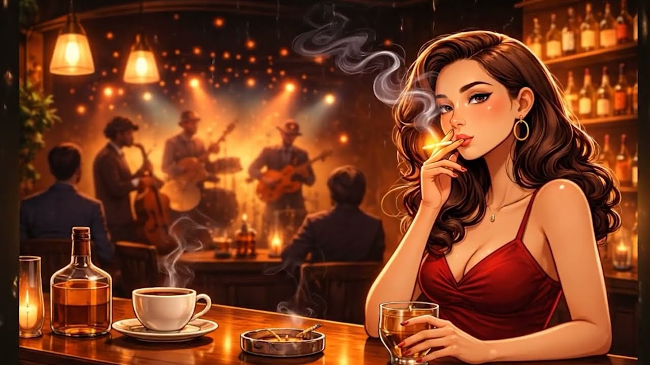A silent bar, drifting smoke, and jazz that says it all  🌧️🚬🎷​ #jazz #jazzmusic #skylounge