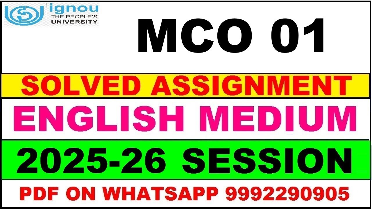 MCO 01 solved assignment 2025-26 in English || mco 01 solved assignment 2026 || mco1 2025-26