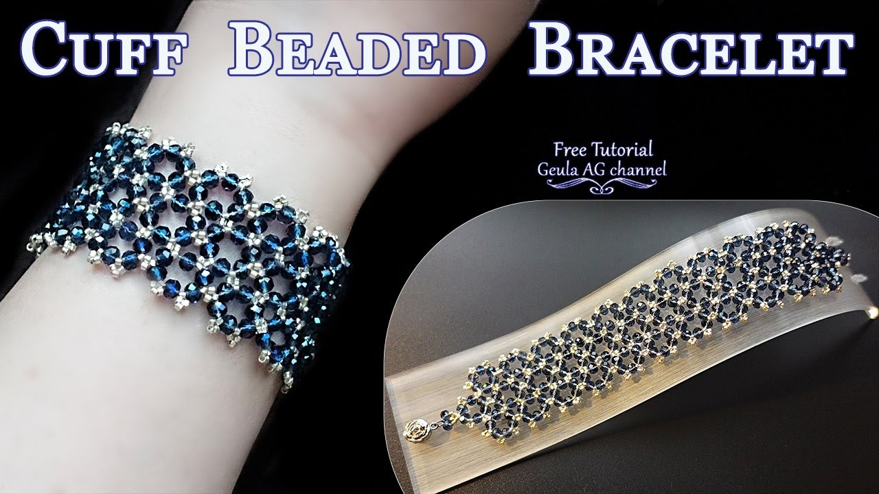 Cuff Beaded Bracelet Beginners Beading Tutorial  Crystal Beads Bracelet DIY Jewelry