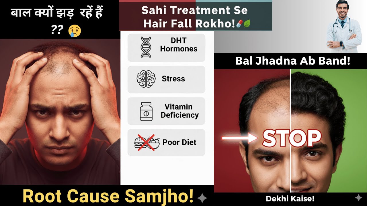 बाल झड़ना बन्द ! STOP 🛑 PERMANENT SOLUTION :ROOT CAUSE SE TREATMENT TAK. (A to  Z Guide ) PART-1