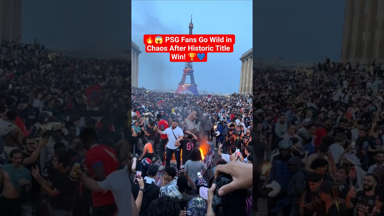 🔥😱 PSG Fans Go Wild in Chaos After Historic Title Win! 🏆💙#masses #psg #football #arsenal #fyp
