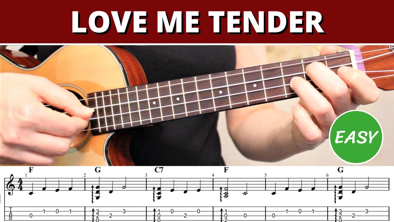 Love Me Tender 💕 EASY Beginner Chord Melody (Fingerstyle) - Ukulele Tutorial & Play Along With Tabs