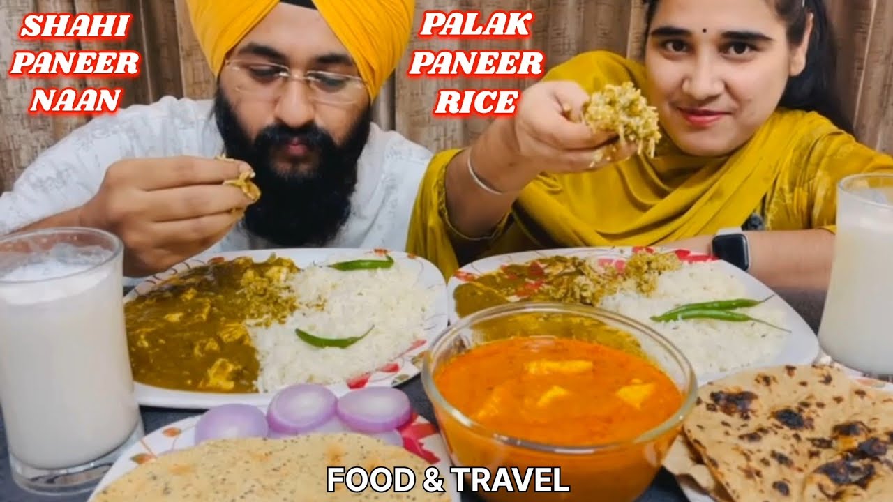 Eating Show: Shahi Paneer🥵, Palak Paneer, Rice, Tandoori Naan & Lassi🥛#food&travel #food #viral