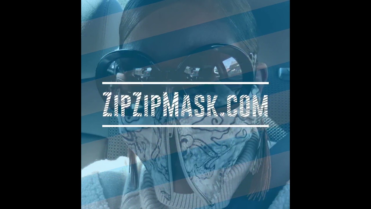 multifunctional face mask with a vertical plastic zipper.