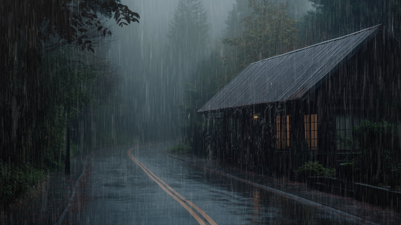 No Ads Rain Sounds for Sleeping - Heavy Rain & Intense Thunder on the Roof in the Forest at Night