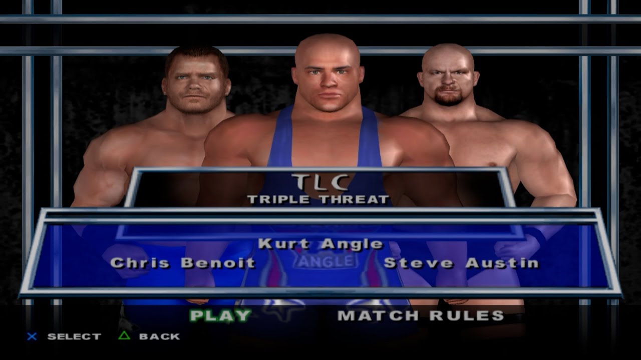 WWE SmackDown! Here Comes the Pain - Chris Benoit VS Kurt Angle VS Steve Austin (TLC)