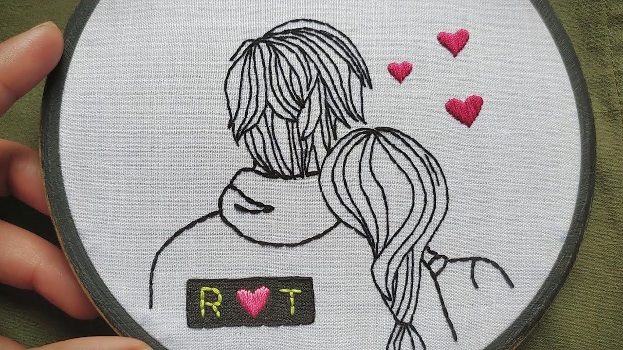 Couple love Embroidery Tutorial 😍 || Satisfying Embroidery Video - Let's Explore
