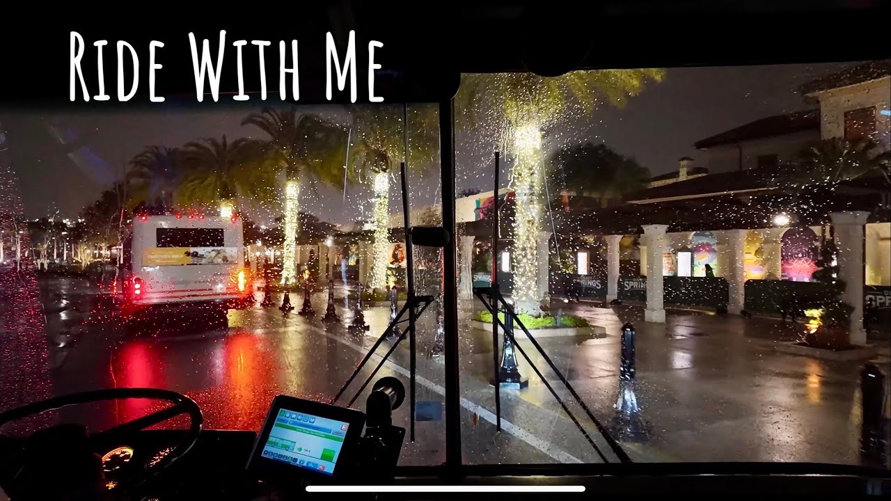 Ride W/Me~Disney Spring Bus/ Rainy Epcot Resort Loop To See Night Time Gondolas!
