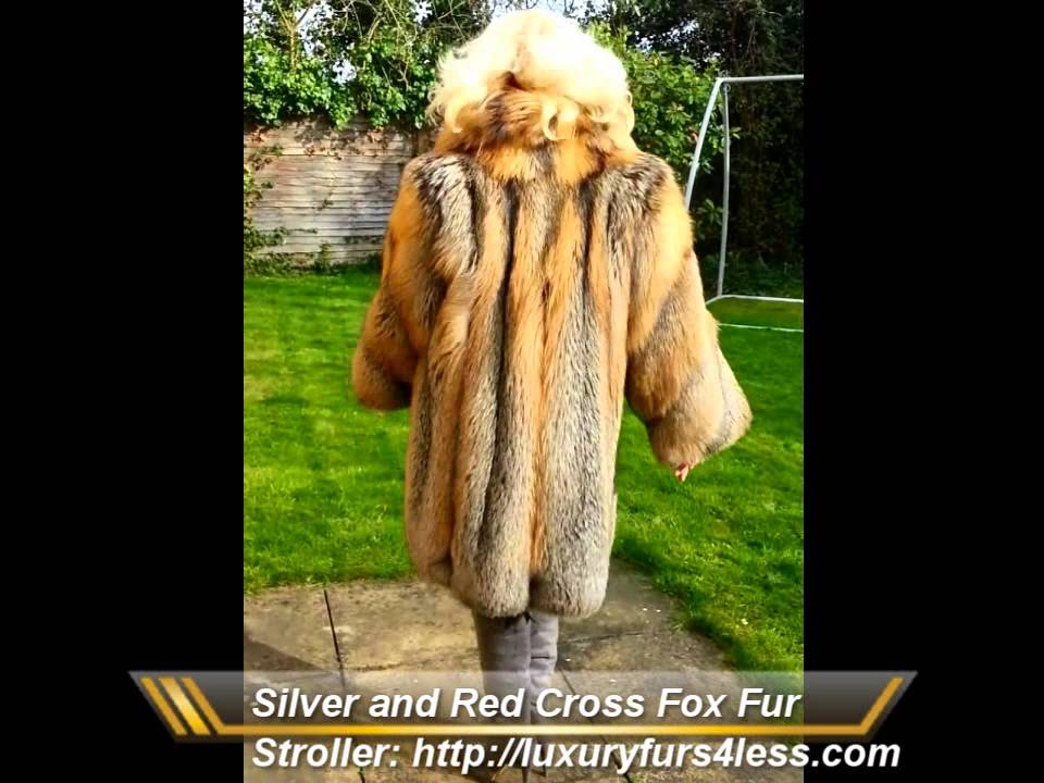 Cross Red and Silver Fox Fur Stroller Jacket
