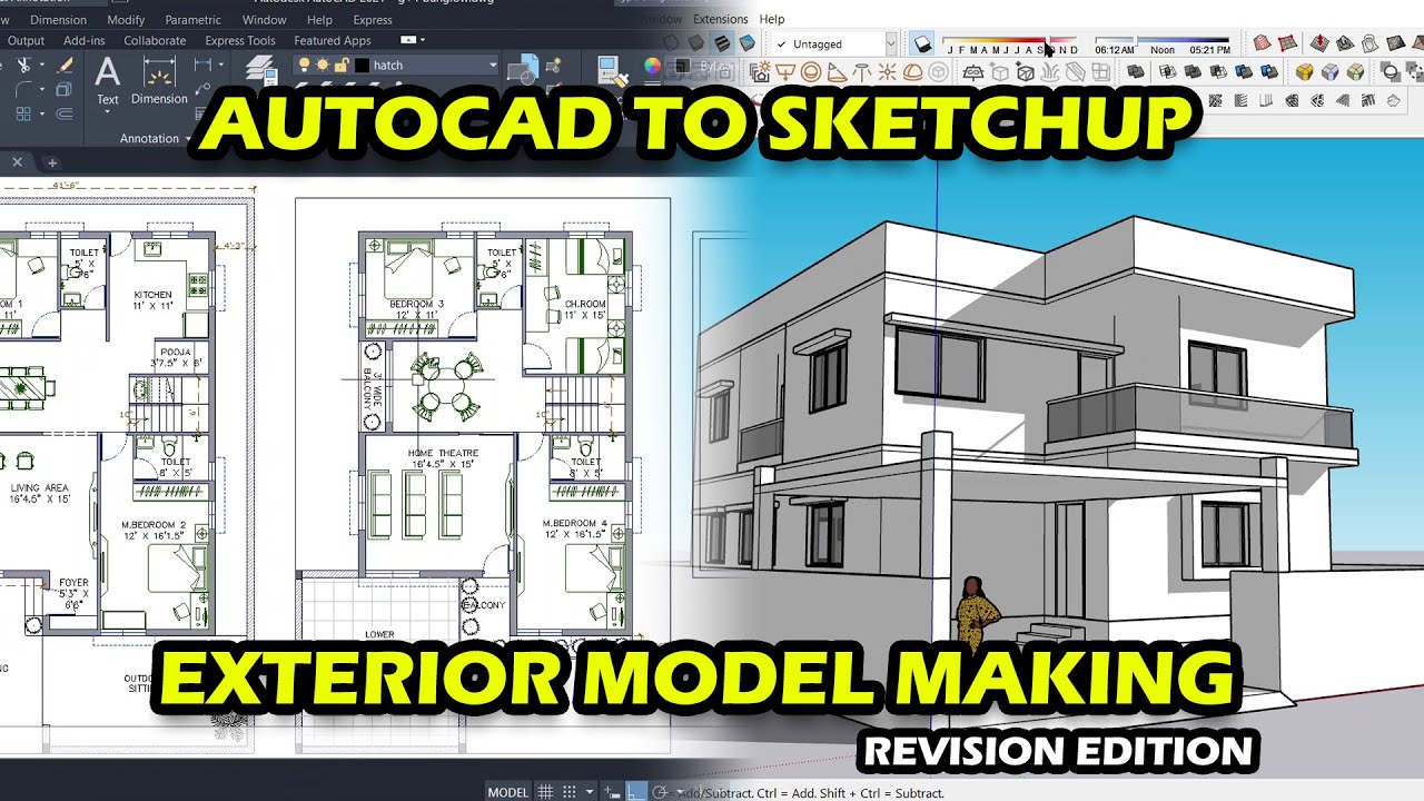 How to create Autocad to Sketchup Exterior Model Step By Step | Easy Tutorial | Revision Edition