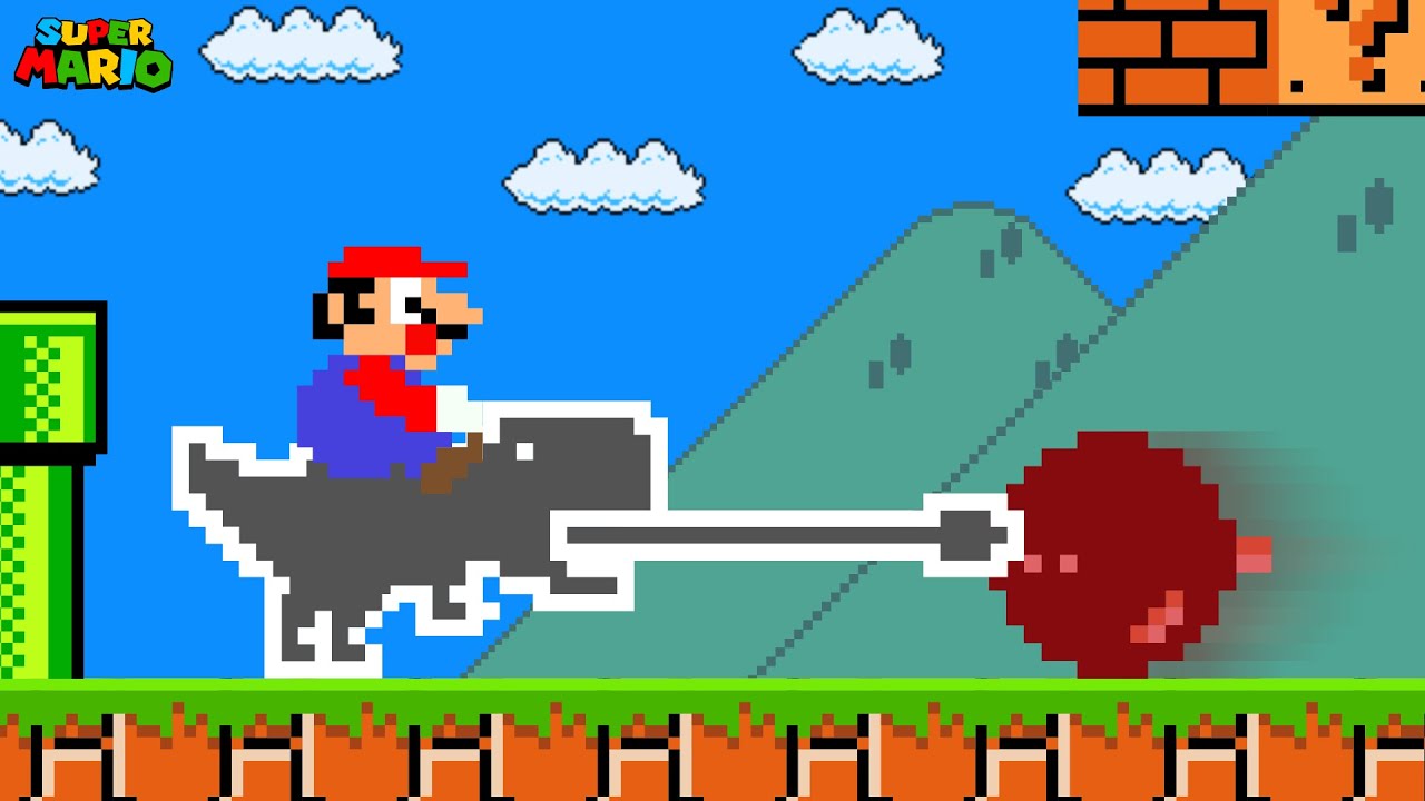 Mario but Chrome Dinosaur Game and Yoshi Switched Place!