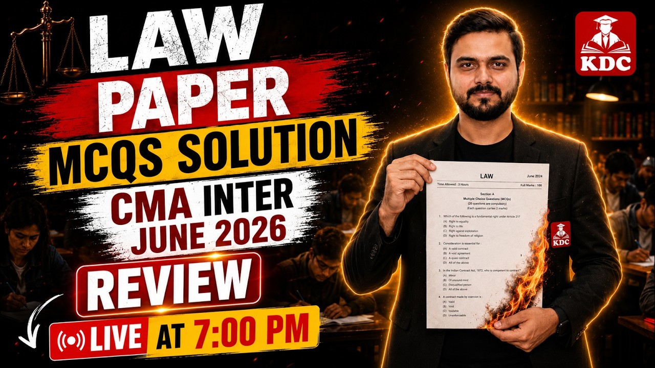 Law MCQs Solution Paper Review CMA Inter June 2026 Live at 7:00 PM