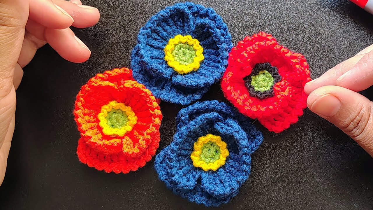 Very easy crochet flower tutorial / beginners friendly crochet popy flower #craft @limaspassion9682 