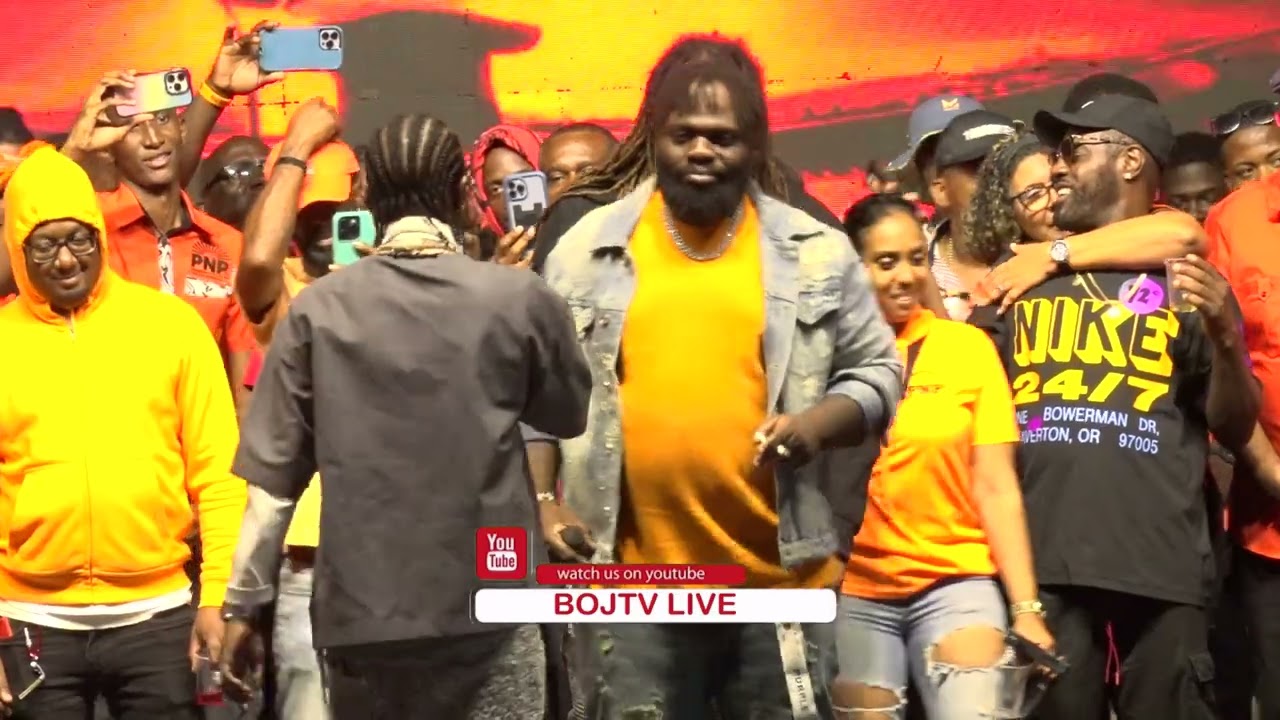 Popcaan ; Chronic Law, Jahvilani and Friends at PNP Meeting in Cave Valley South West St Ann
