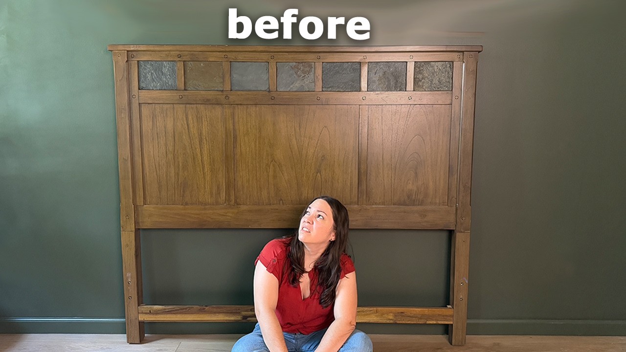 I DIY-ed this UGLY $35 Thrifted Headboard -  Bedroom Makeover pt.8