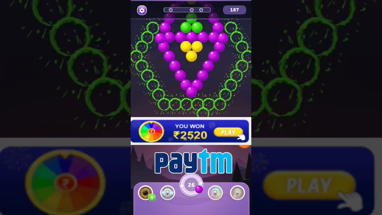 How to earn money from bubble shooter game Paytm Cash | #shorts