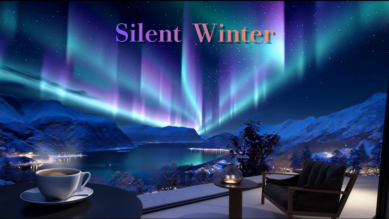 オーロラ輝く冬夜カフェの癒しギターBGM　Healing Guitar at a Winter Cafe Under Aurora