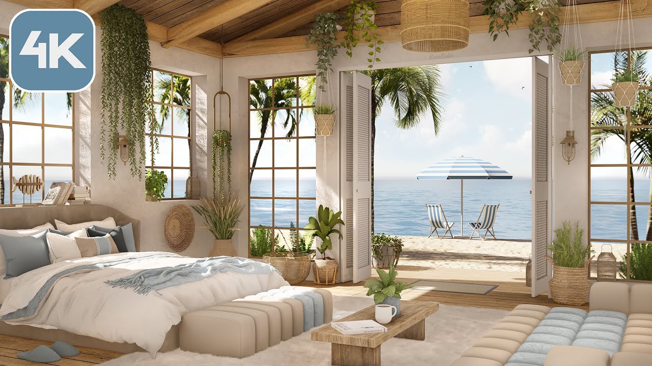 Your Dream Island Awaits! 🏝️Cozy Beach House Ambience on a Secluded Island, Calm Gentle Waves Sounds