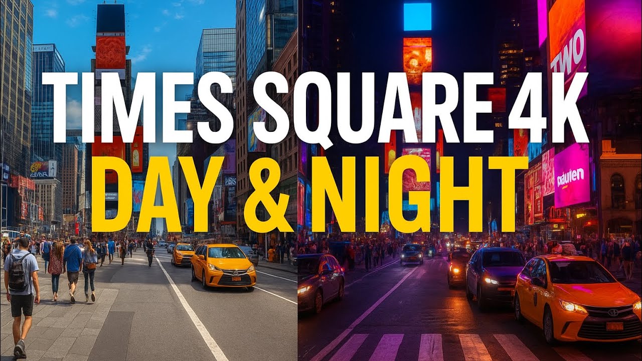 Times Square Day to Night in 4K | Walking Tour & Night Drive NYC