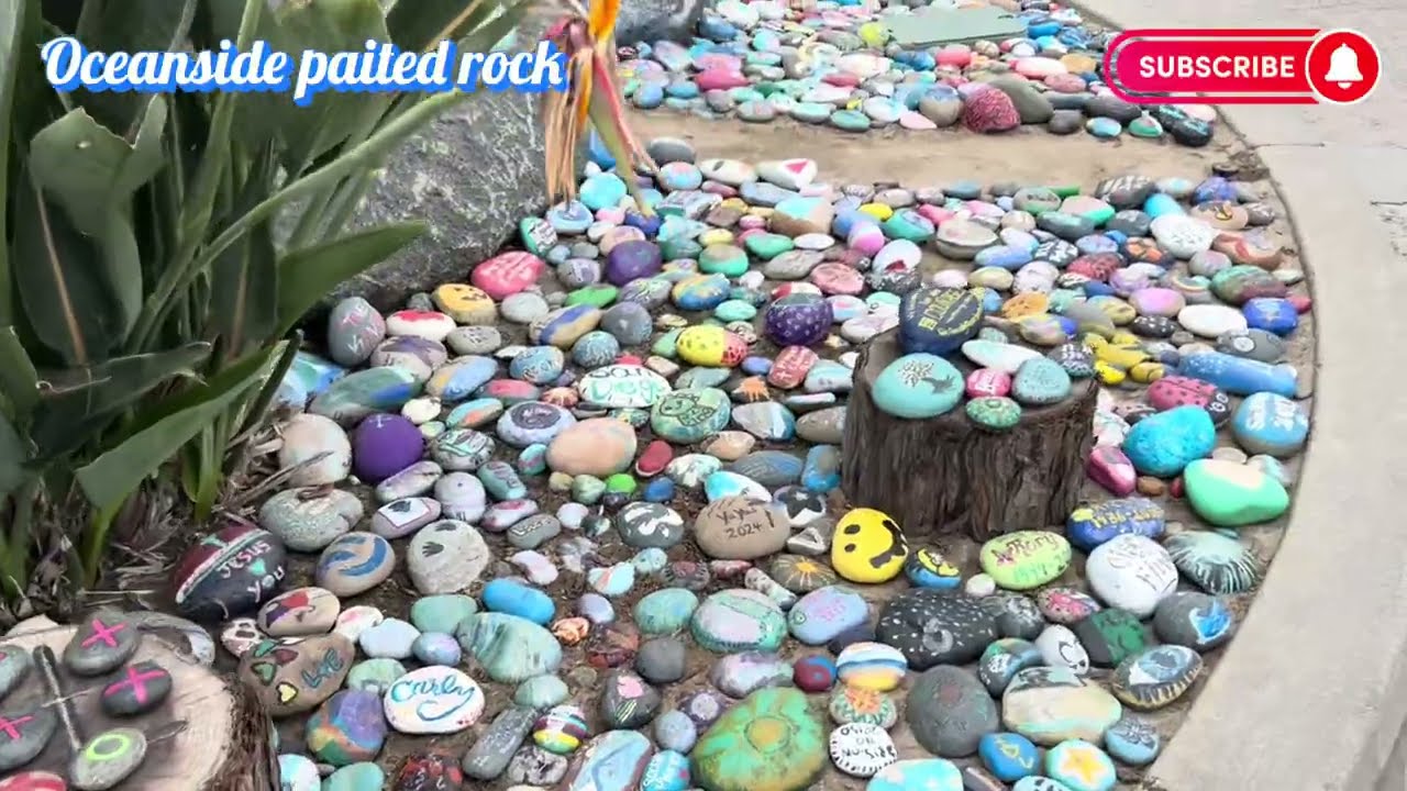 Painted rock view from Oceanside beach in San Diego, California