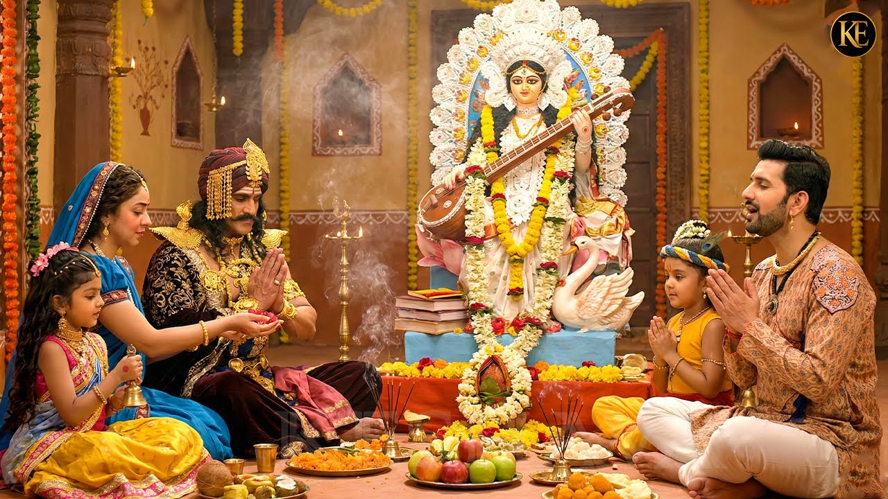 बाल कान्हा के संग बसंत पंचमी पर कंस ने भी की माँ सरस्वती की आराधना || YMKN || Shree Krishan leela