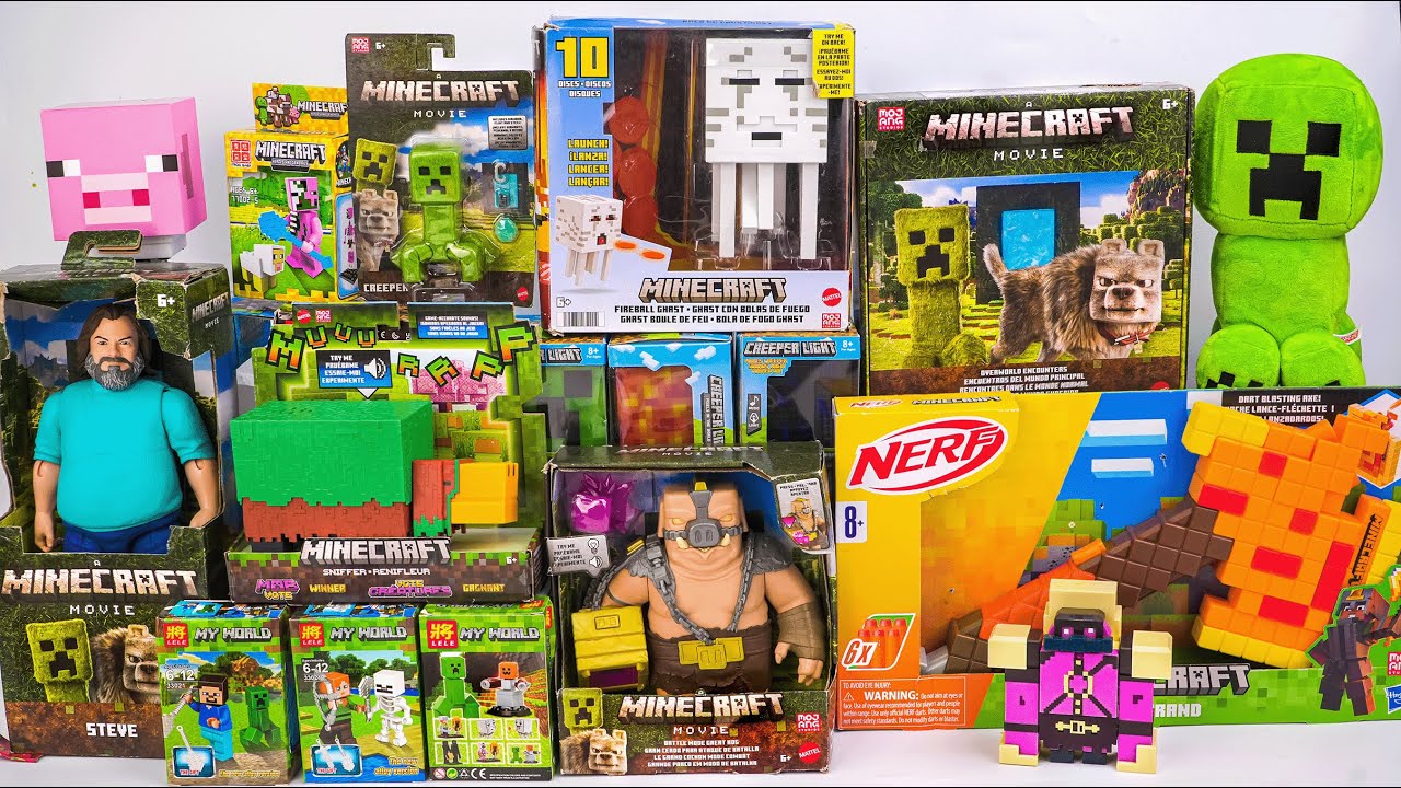 Minecraft Movie Toy Collection Unboxing ASMR | Nerf Minecraft Firebrand | Battle Mode Great Hog