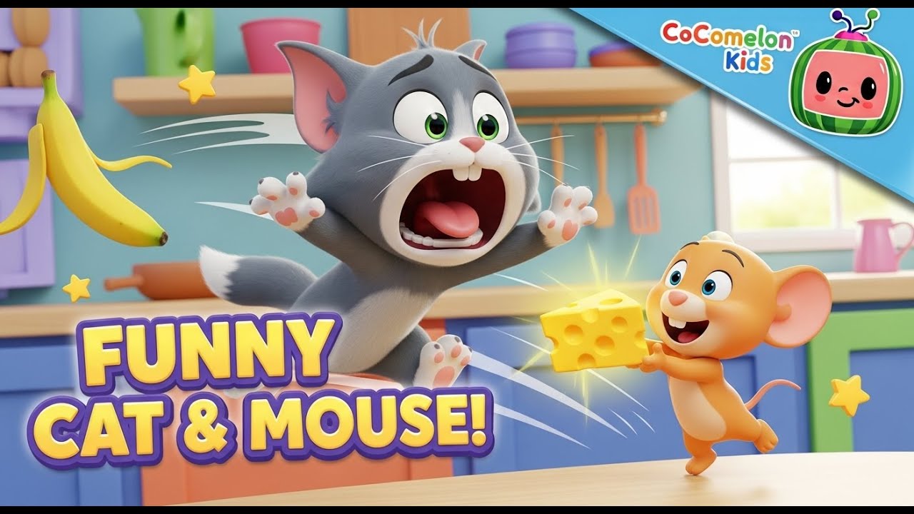 Funny Cat and Clever Mouse 🐱🐭 | Tom & Jerry Style Comedy Song | Kids Cartoon