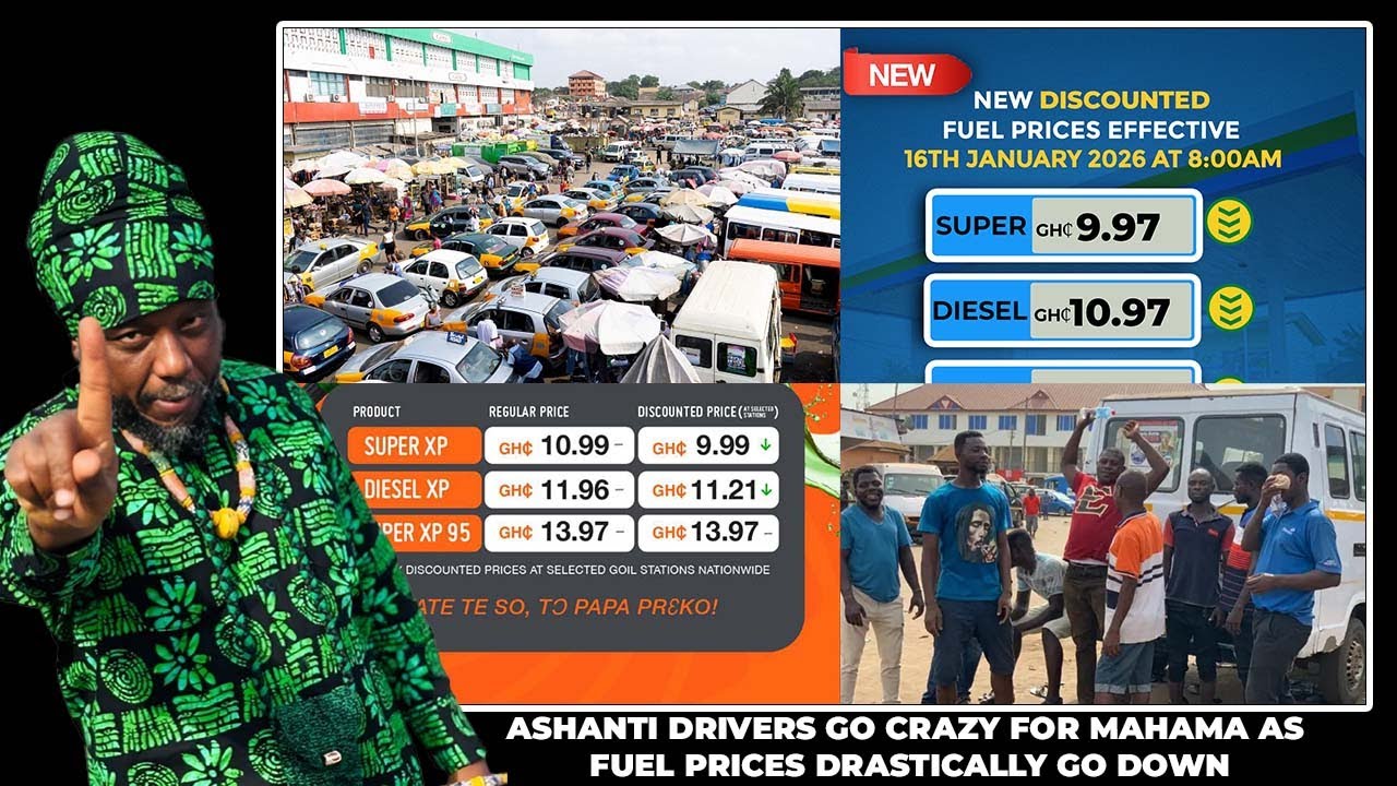 ⁠ASHANTI DRIVERS GO CRAZY FOR MAHAMA AS FUEL PRICES DRASTICALLY GO DOWN