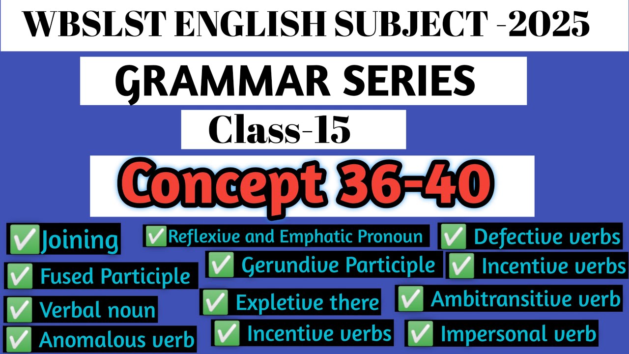 Grammar Series/Class-15/Concept 36-40/ Important for WBSLST 2025