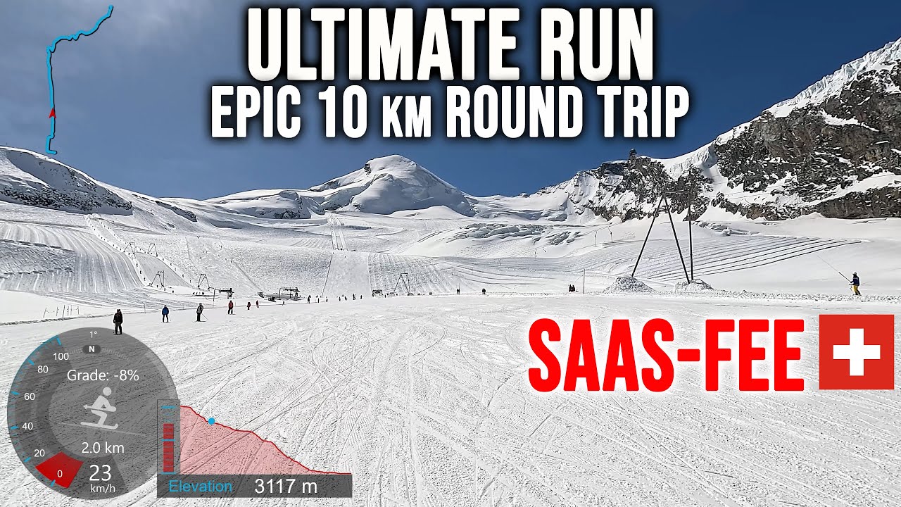 [4K] Skiing Saas Fee, Ultimate Run - Stunning 10 km Round Trip, Wallis Switzerland, GoPro HERO13