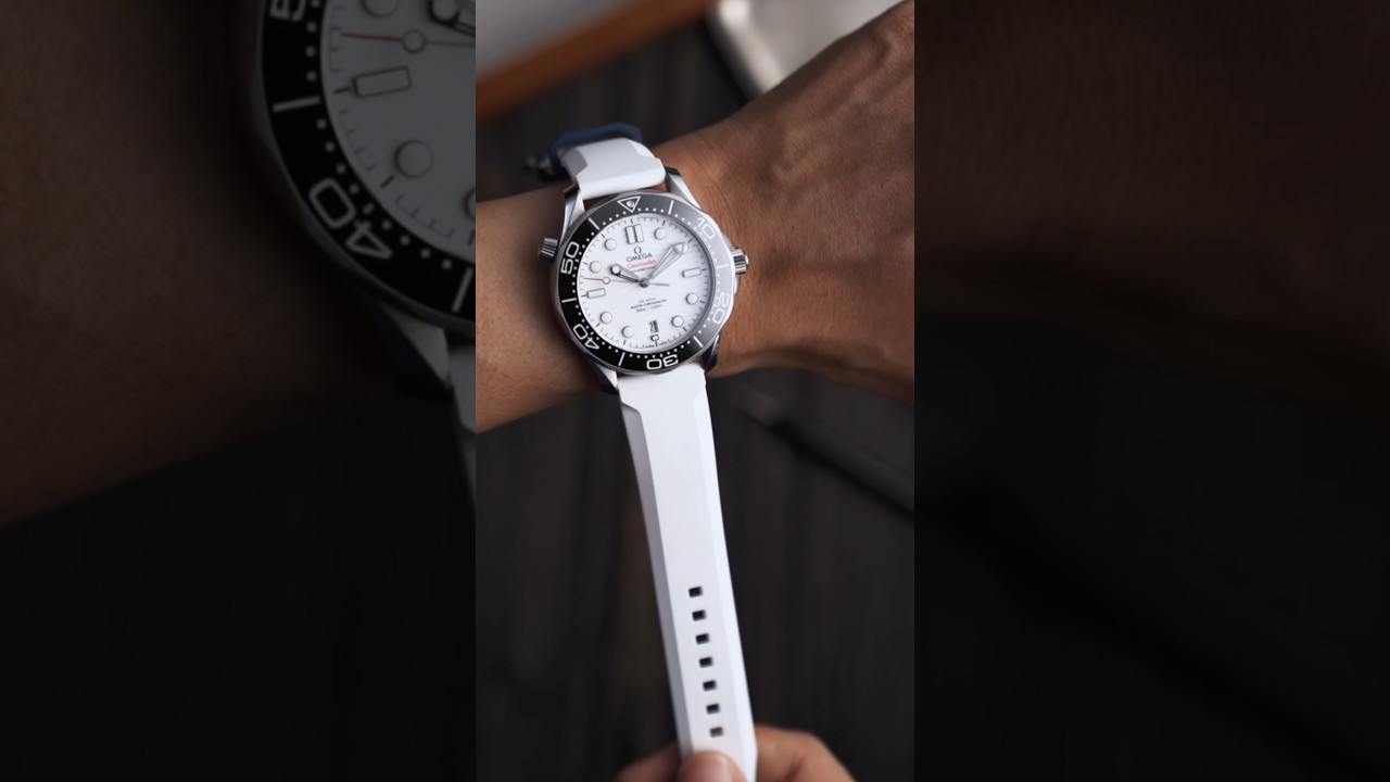 OMEGA Seamaster 300m White Wave with JU Zero Feel FKM Rubber Strap 