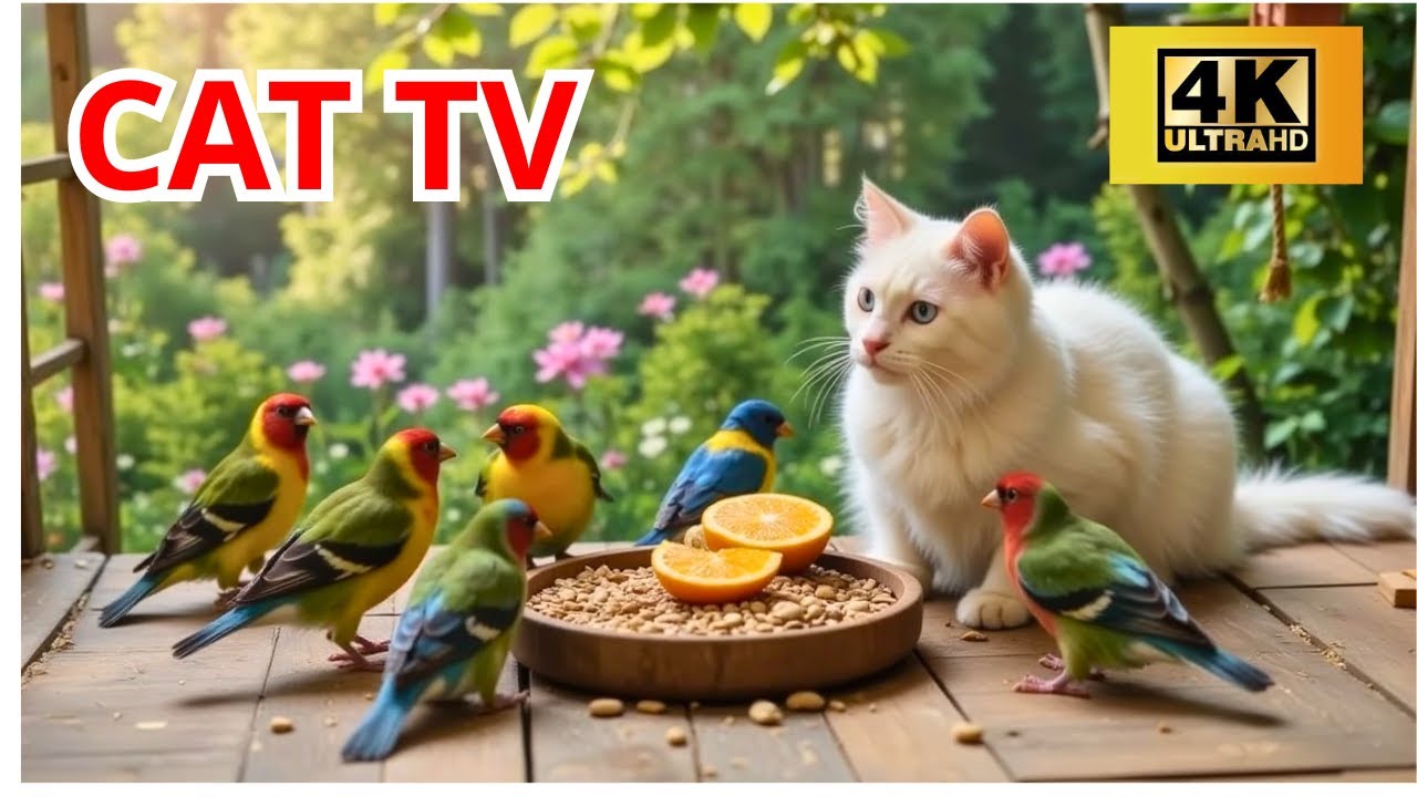 CAT TV NO ADS 😺 Squirrel and Bird Watching🐿️ Real Nature Sounds🕊️ 3 hours Cat Games | Part 1