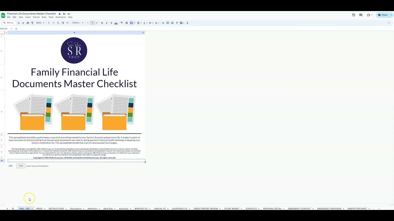 SR Digital Shop   Family Financial Life Documents Master Checklist