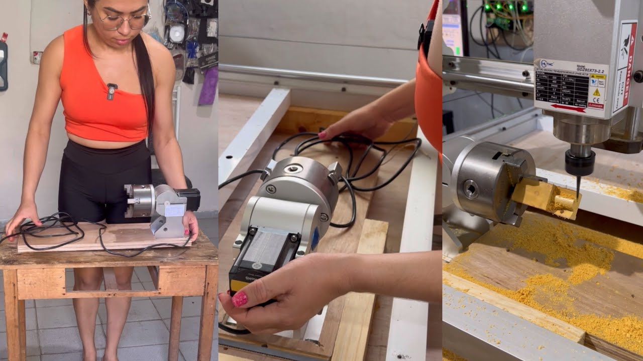 Ela instalou um torno na cnc caseira