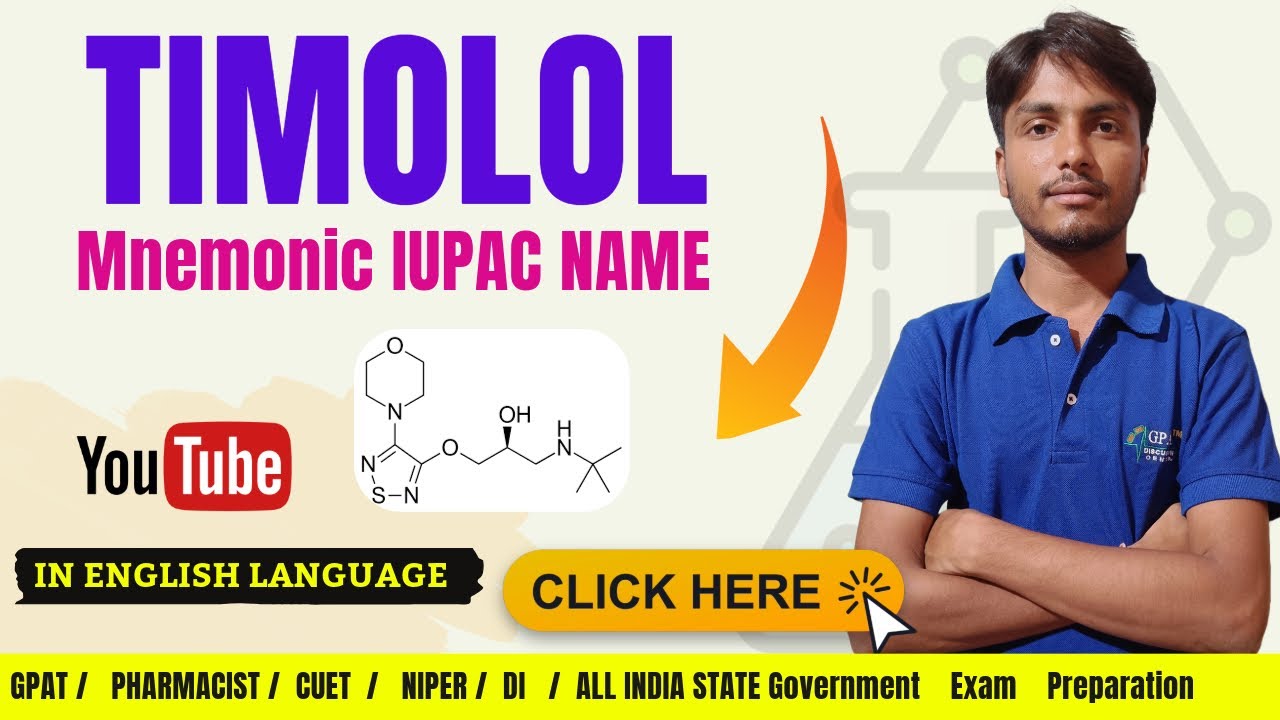 TIMOLOL | IUPAC NAME, STRUCTURE | #gdcclasses #timolol gpat-2019
