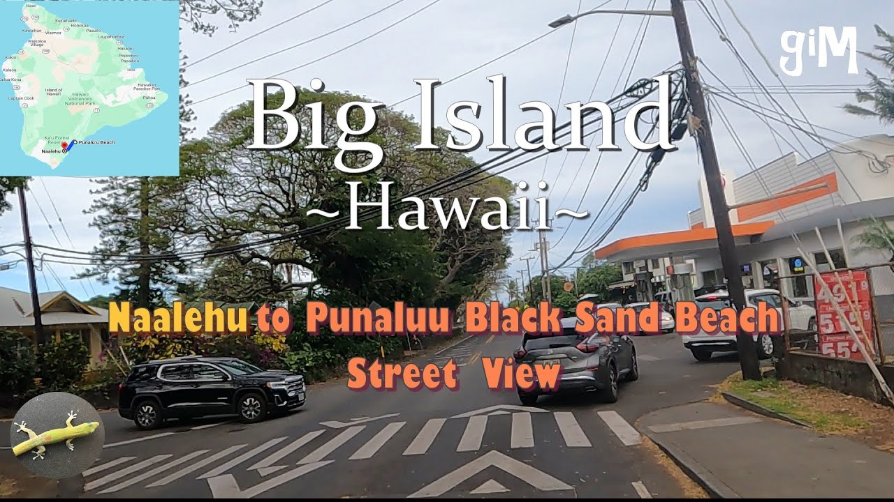 Naalehu to Punaluu Black Sand Beach - Hawaii, Big Island (Town/Scenic/Homes)
